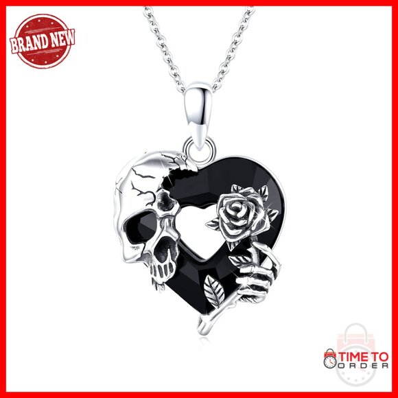 Jewelry - Sterling Silver Skull Pendant Necklace Gothic Jewelry Adjustable Chain Retro